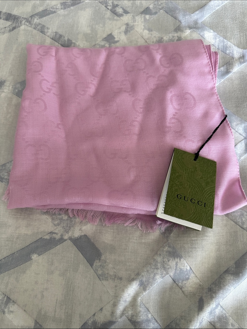 Gucci Pink Monogram Silk Scarf